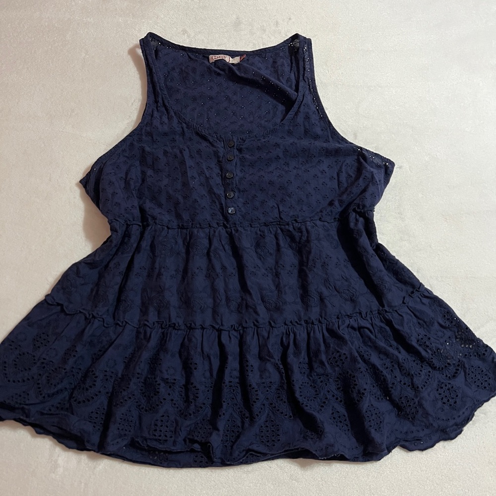 Navy Blue Babydoll Button Up